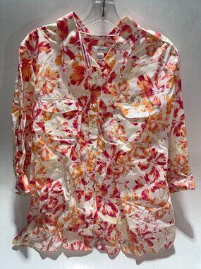 CJ Banks Multicolor Floral Button-Up Blouse